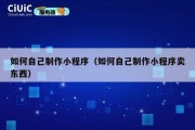 如何自己制作小程序（如何自己制作小程序卖东西）