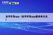自学开发app（自学开发app最简单方法）