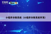 小程序分销系统（小程序分销系统开发）