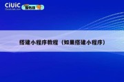 搭建小程序教程（如果搭建小程序）