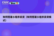 如何搭建小程序卖货（如何搭建小程序卖货模式）