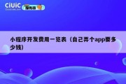 小程序开发费用一览表（自己弄个app要多少钱）