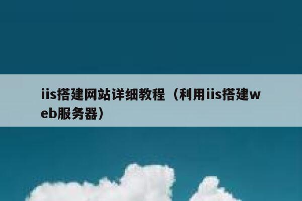 iis搭建网站详细教程（利用iis搭建web服务器） 第1张