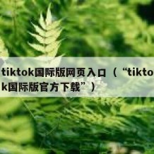 tiktok国际版网页入口（“tiktok国际版官方下载”）