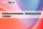 购买域名后如何搭建网站（购买域名后怎样建公司官网）
