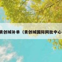 青创城补单（青创城国际网批中心）