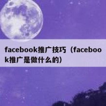 facebook推广技巧（facebook推广是做什么的）