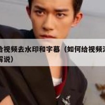 如何给视频去水印和字幕（如何给视频添加字幕和解说）