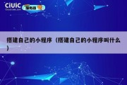 搭建自己的小程序（搭建自己的小程序叫什么）