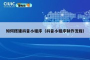 如何搭建抖音小程序（抖音小程序制作流程）