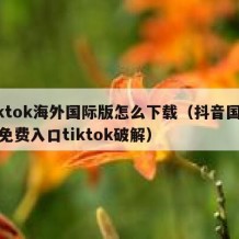 tiktok海外国际版怎么下载（抖音国际版免费入口tiktok破解）