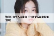 如何打造个人ip定位（打造个人ip定位策划案）