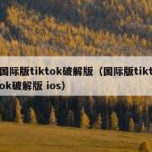 国际版tiktok破解版（国际版tiktok破解版 ios）
