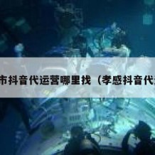 吴川市抖音代运营哪里找（孝感抖音代运营）