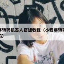 小程序转码机器人搭建教程（小程序转码机器人源码）