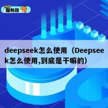 deepseek怎么使用（Deepseek怎么使用,到底是干嘛的）