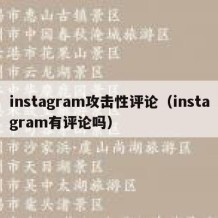 instagram攻击性评论（instagram有评论吗）