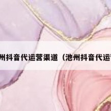 泉州抖音代运营渠道（池州抖音代运营）