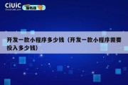 开发一款小程序多少钱（开发一款小程序需要投入多少钱）