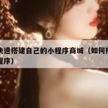 如何快速搭建自己的小程序商城（如何搭建一个小程序）