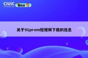 关于91prom短视频下载的信息