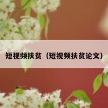短视频扶贫（短视频扶贫论文）