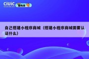 自己搭建小程序商城（搭建小程序商城需要认证什么）
