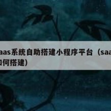 saas系统自助搭建小程序平台（saas如何搭建）