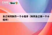 自己如何制作一个小程序（如何自己做一个小程序）