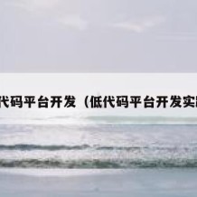 低代码平台开发（低代码平台开发实践）