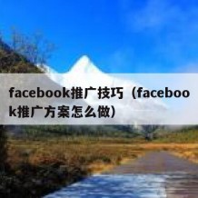facebook推广技巧（facebook推广方案怎么做）