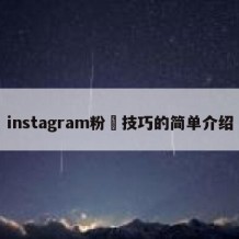 instagram粉絲技巧的简单介绍