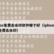 ios免费去水印软件哪个好（iphone免费去水印）