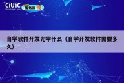 自学软件开发先学什么（自学开发软件需要多久）