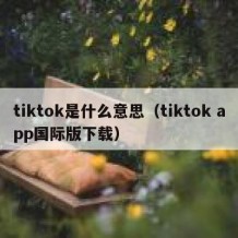 tiktok是什么意思（tiktok app国际版下载）