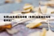 免费b站直播在线观看（免费b站直播在线观看网站）