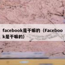 facebook是干嘛的（Facebook是干嘛的）