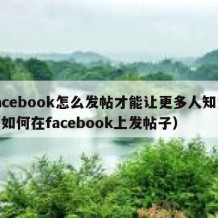 facebook怎么发帖才能让更多人知道（如何在facebook上发帖子）