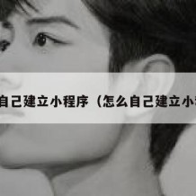 如何自己建立小程序（怎么自己建立小程序）