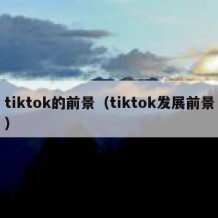 tiktok的前景（tiktok发展前景）