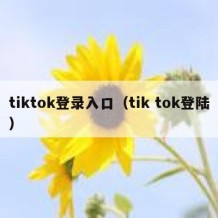 tiktok登录入口（tik tok登陆）