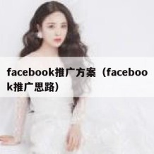 facebook推广方案（facebook推广思路）