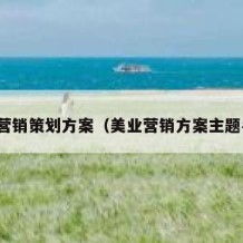 美业营销策划方案（美业营销方案主题名字）
