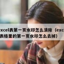 excel表第一页水印怎么清除（excel表格里的第一页水印怎么去掉）