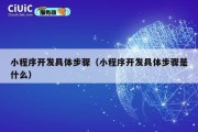 小程序开发具体步骤（小程序开发具体步骤是什么）