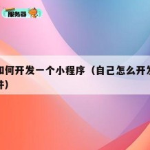 自己如何开发一个小程序（自己怎么开发小程序软件）