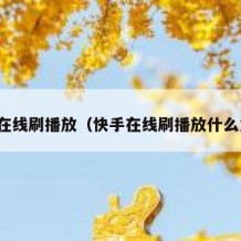 快手在线刷播放（快手在线刷播放什么意思）