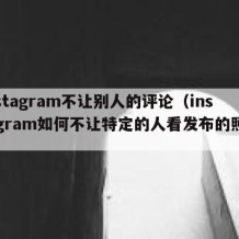 instagram不让别人的评论（instagram如何不让特定的人看发布的照片）
