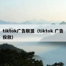 tiktok广告联盟（tiktok 广告投放）