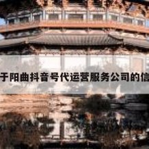 关于阳曲抖音号代运营服务公司的信息